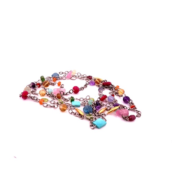 Laura Gibson 22K gold 925 Sterling precious and semi-precious gemstones necklace - Picture 6 of 16